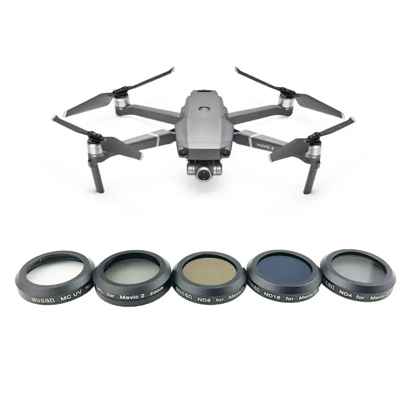 5 шт. набор фильтров для объектива UV+ CPL+ ND4+ ND8+ ND16 для DJI Mavic 2 Zoom Оптическое стекло Водонепроницаемая рамка из алюминиевого сплава с коробкой для переноски