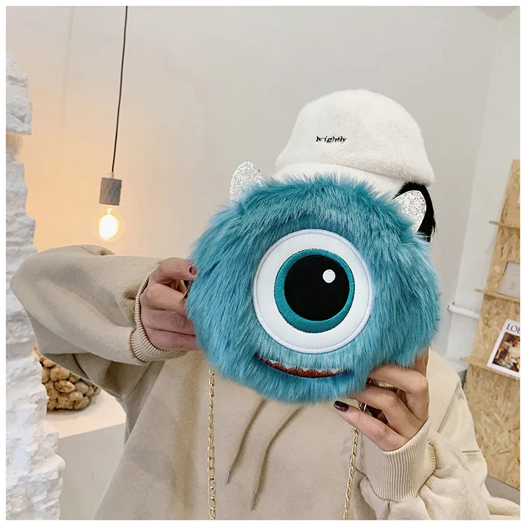 Сумка женская плюшевая на цепочке забавная модная дизайнерская сумочка плечо