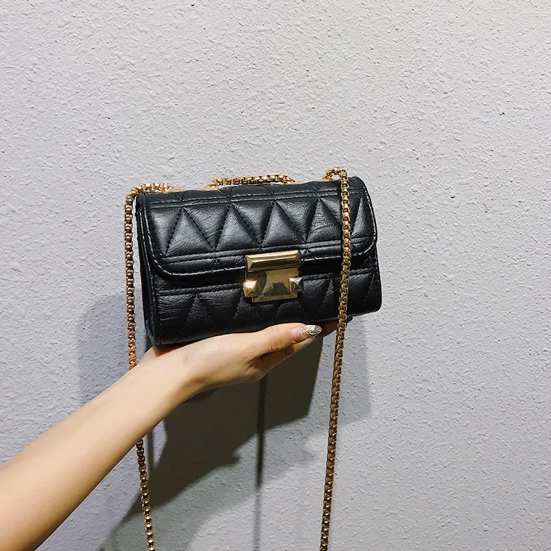 

Textured Graceful Bag Women's 2018 New Style Korean-style Mini Chain Quilted Versatile Fashion Oblique Square Sling Bag