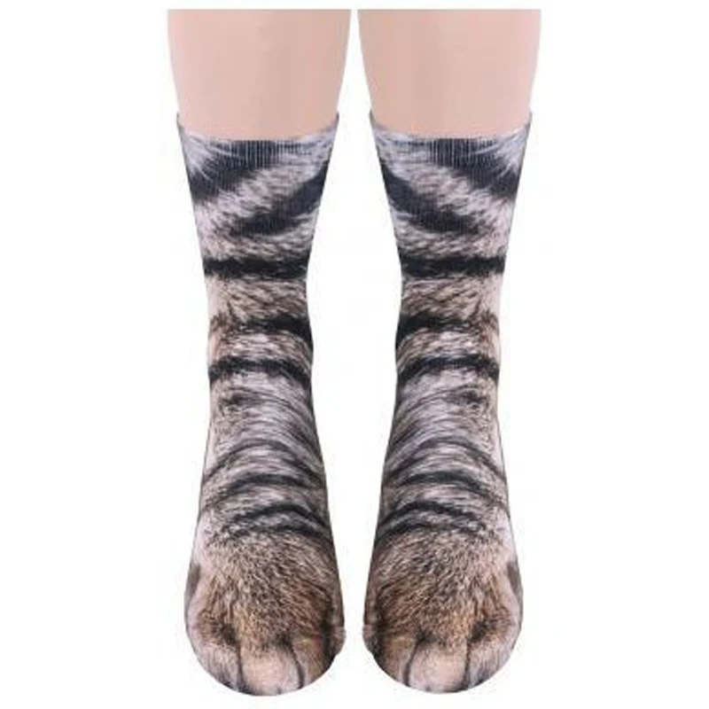 Unisex Adult Child 3D Print Animal Paw Socks Creative Funny Cat Dog Dinosaur Tiger Paw Socks for Boys Girls Casual