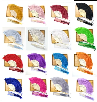 

50pcs Personalized Printing Ladies Bamboo & Silk Fan Hand Folding Fans Outdoor Dancing Wedding Party Gift Favor Baby Shower Gift