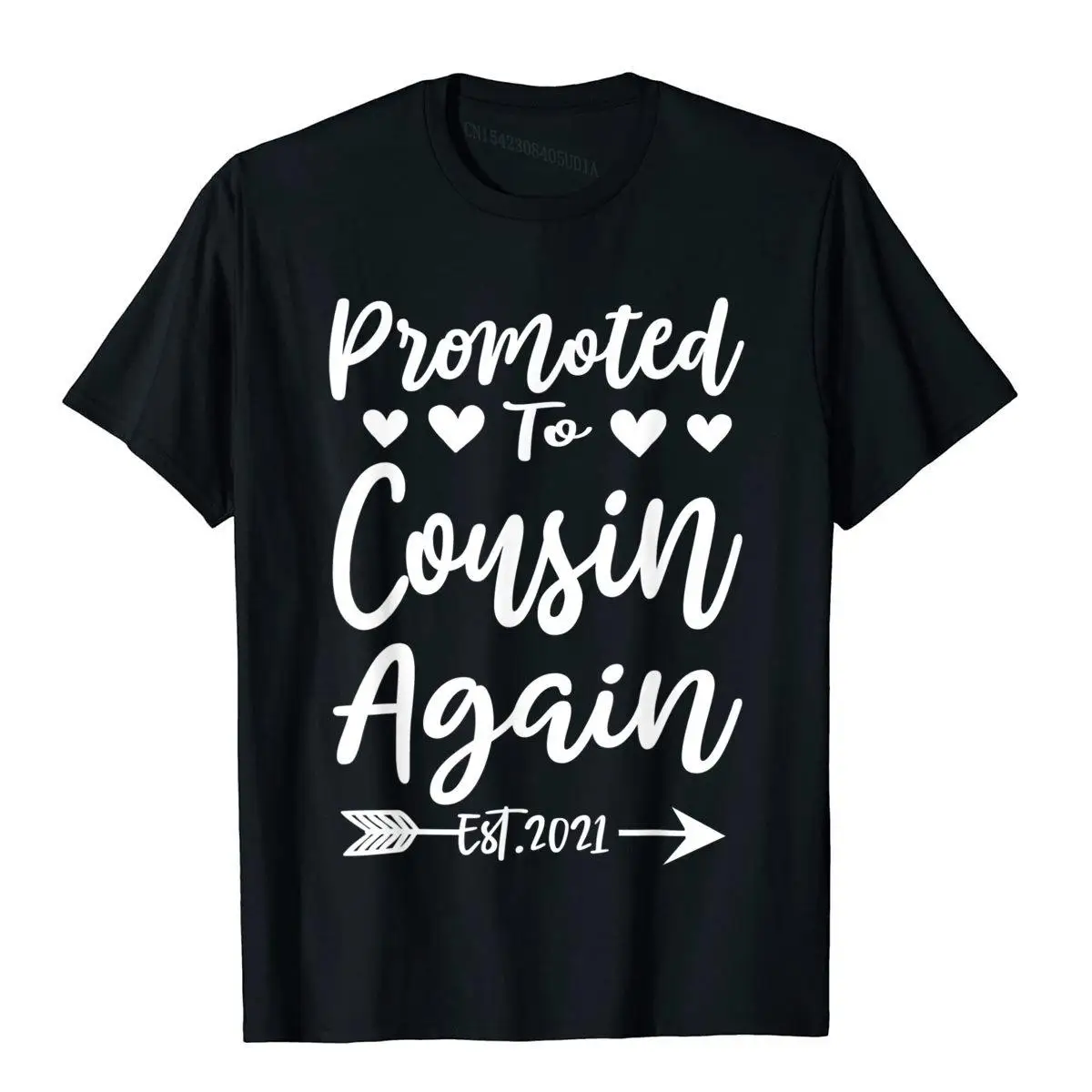 Promoted To Cousin Again Est 2021 Vintage Gift T-Shirt__B8400black