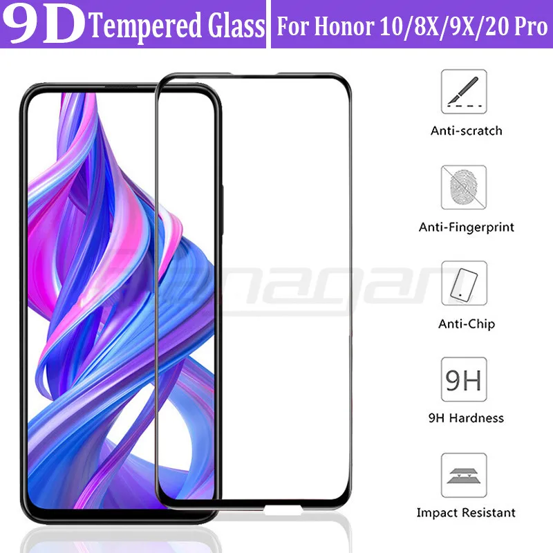 

9D Full Cover Tempered Glass On For Honor 10 8X 9X 20 Pro Screen Protector For Huawei Honor 9 10 Lite 8X 9X Pro Protective Glass
