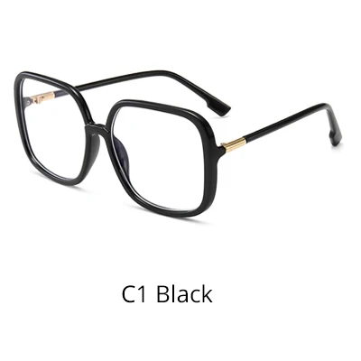 C1 Black Ralferty, негабаритный квадратный синий светильник, очки, прозрачные, без диоптрий, очки, оправы для оптических линз, женские D083-2 - Цвет оправы: C1 Black