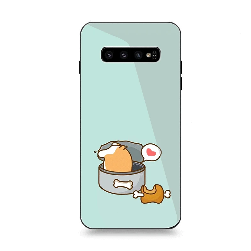 Чехол для телефона Стекло для samsung A10 A20 A30 A40 A50 A60 A70 S7 край S8 S9 S10 плюс Чехол милые корги собака