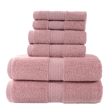 

6 Piece Soft Cotton Towel Set Bathroom Zero Twist Towel Face Bathroom Towel