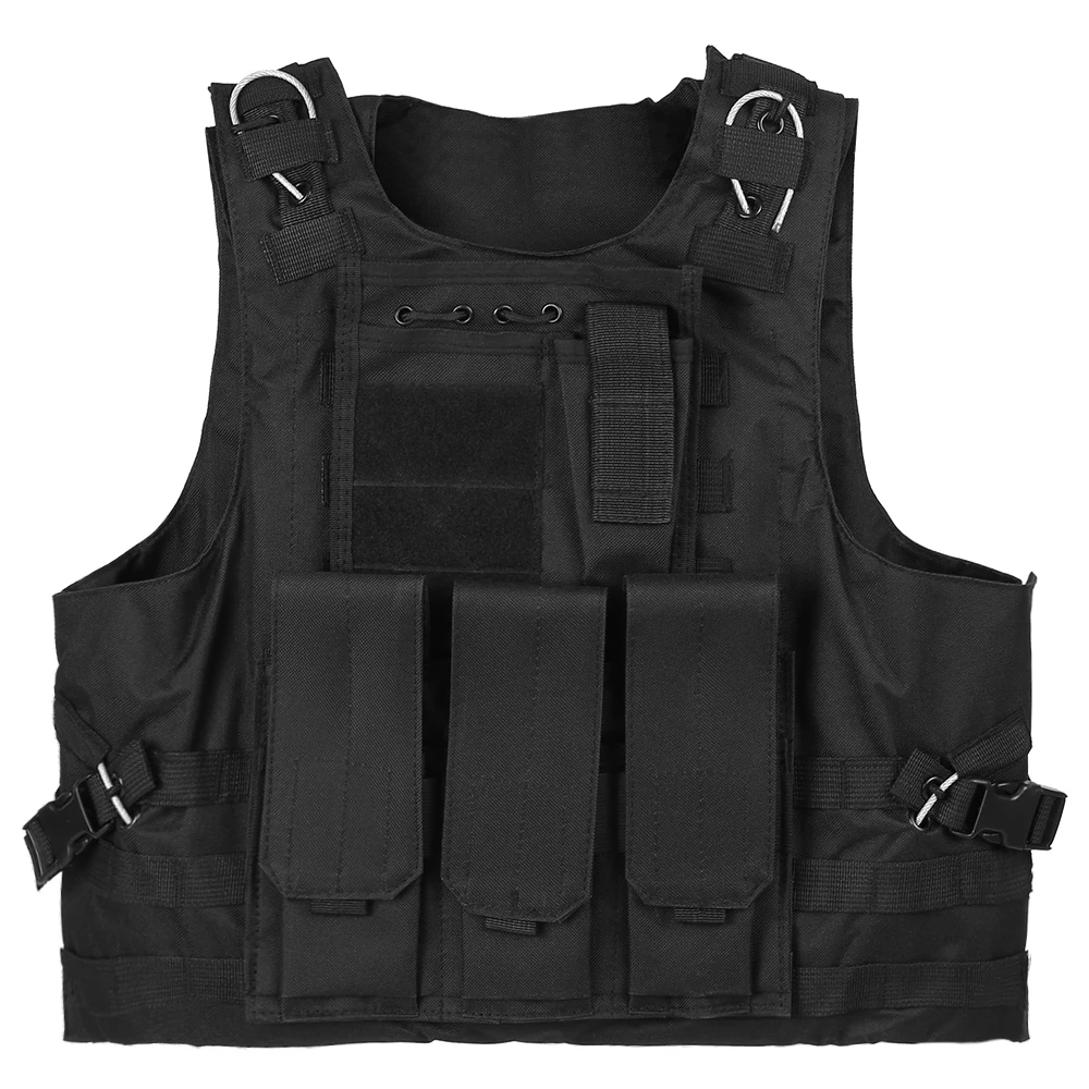 Black Color Outdoor Men's Molle Vest Modular Hunting Gear Carrier Vest Adjustable Training CS Gaming Assault Plate Carrier - Color: Black Color