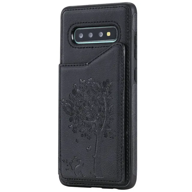 Кожаный флип магнит для samsung Galaxy S10 5G чехол Coque samsung S10Plus держатель кошелька для samsung S10 чехол S10+ S10e 10S - Цвет: Черный