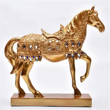 

YM Copper statue Creative Home Decoration Wedding Arrangement Resin Handicraft Animal Zodiac Horse Bring Success Office Decorati