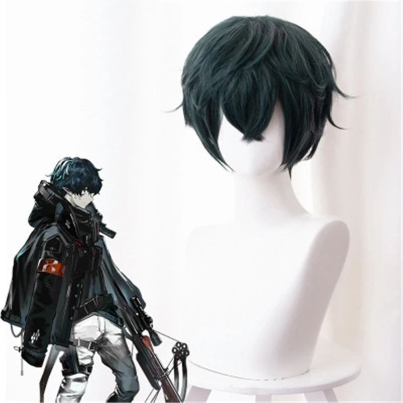 

Arknights Villain Boss Cosplay Wig Dark Green Curly Synthesis Hair Party Anime Costume Wigs+ Wig Cap