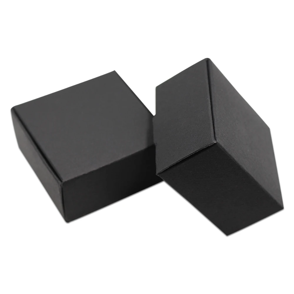 50 шт./лот, вечерние бумажные коробки для украшения, маленькие картонные подарочные коробки для ювелирных изделий, пустая Квадратная Коробка для мыла, складная картонная коробка - Цвет: Black