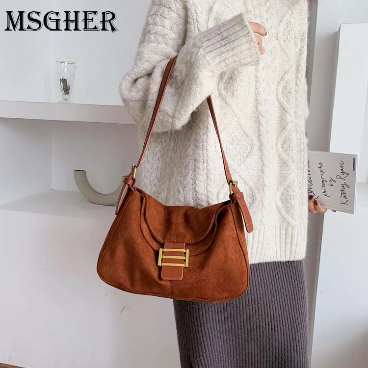 

MSGHER Faux Suede Bags For Women 2020 Fashion Lady Phone Shoulder Bags Female Travel Bags Lady Chest Bag Female Hand Packs