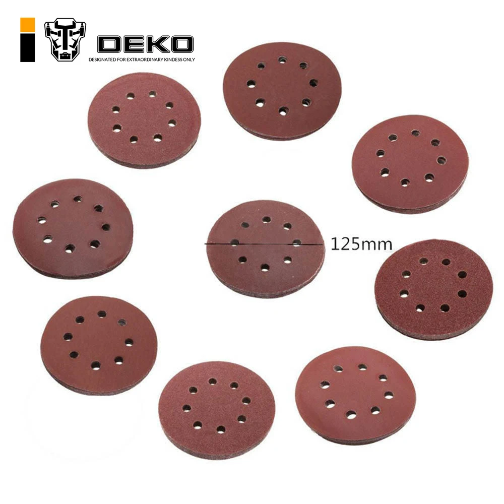 

DEKO 125mm dry grinding sandpaper 60#-1000# brushed 12 sheets sandpaper 20 pieces/ lot