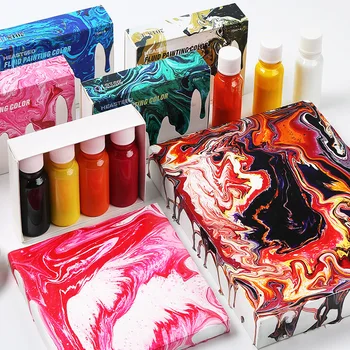 

4 bottles of fluid painting paint set liquid acrylic silicone oil cell fluid painting diy graffiti decorative Art Supplies