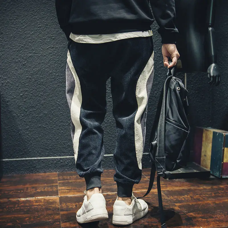 Autumn Winter Corduroy Men's Jogger Pants Velvet Plus Size Male Cropped Casual Contrast Color Stitching Trousers men jogger pants,men jogger sweatpants