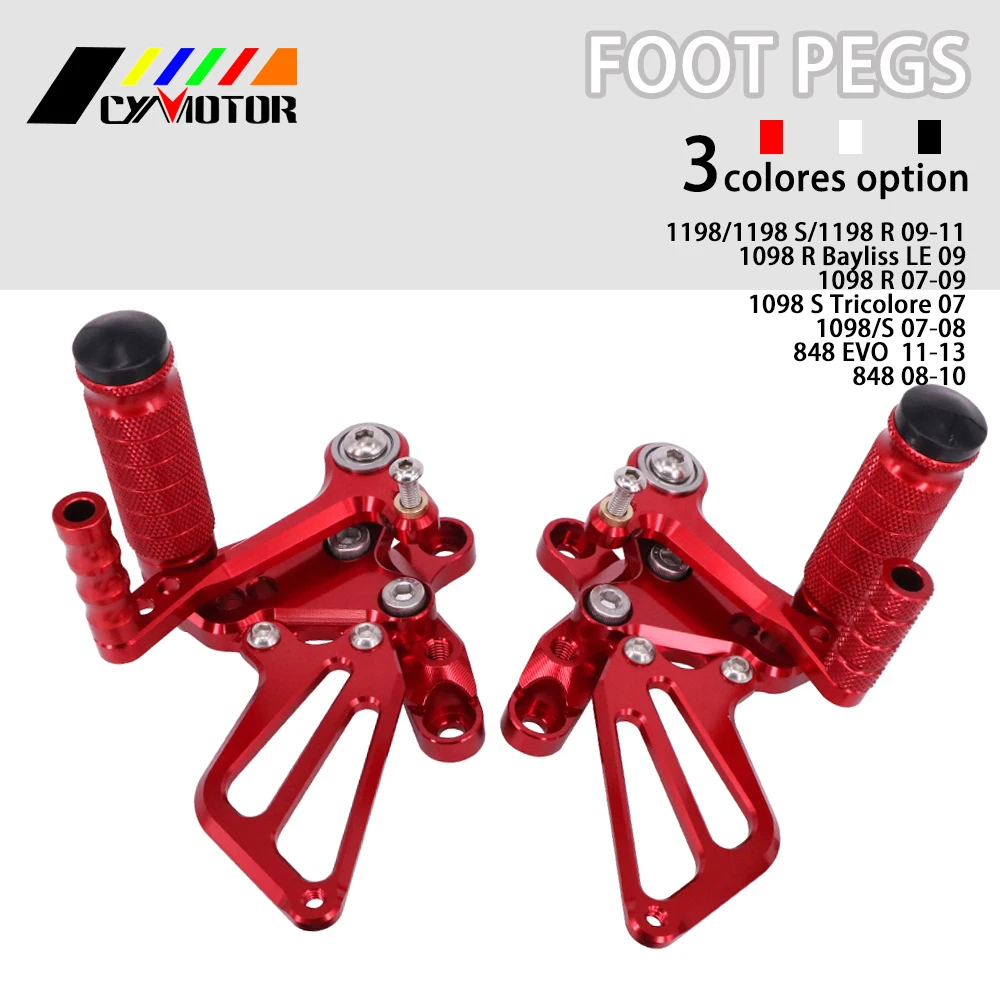 Мотоцикл CNC Регулируемые подножки для Ducati 1198 1098 S R 848 EVO Tricolore Bayliss LE 2007 2008 2009 2010 11 12 13