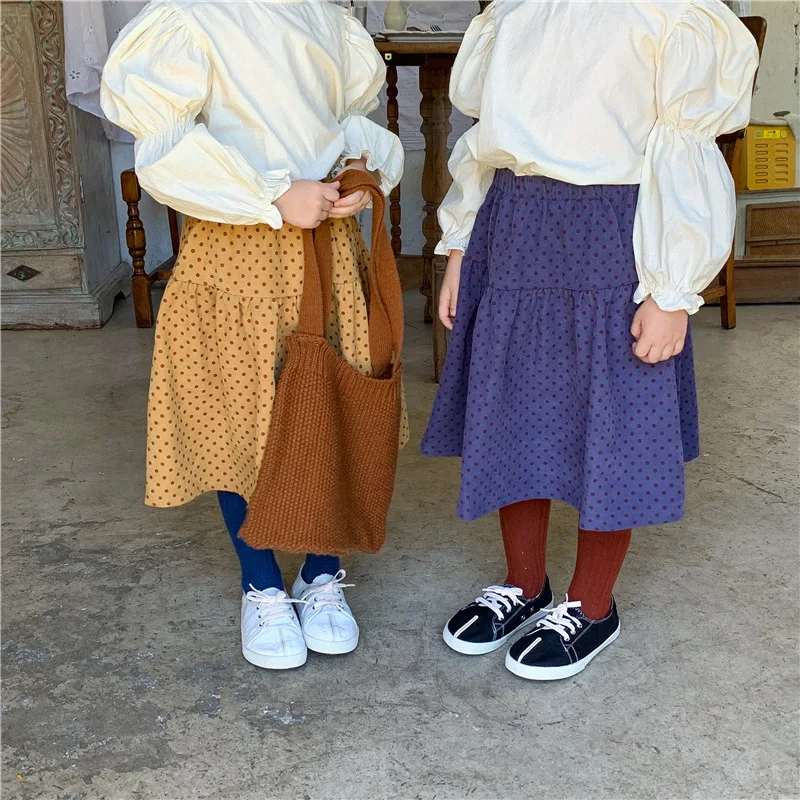 Демисезонные повседневные юбки в горошек для девочек Детская универсальная