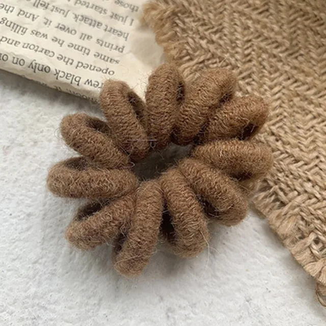 1PC Elastic Hair Bands Velvet Spiral Shape Ponytail Holders Hair Ties Gum Rubber Band Hair Rope Telephone Wire Hair Accessories Ginger