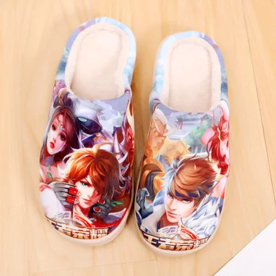 Coslony домашние тапочки с рисунком из мультфильма «Жемчуг дракона»; Pantufa; коллекция года; Сезон Зима; мужские и женские тапочки из хлопка для влюбленных - Цвет: 14