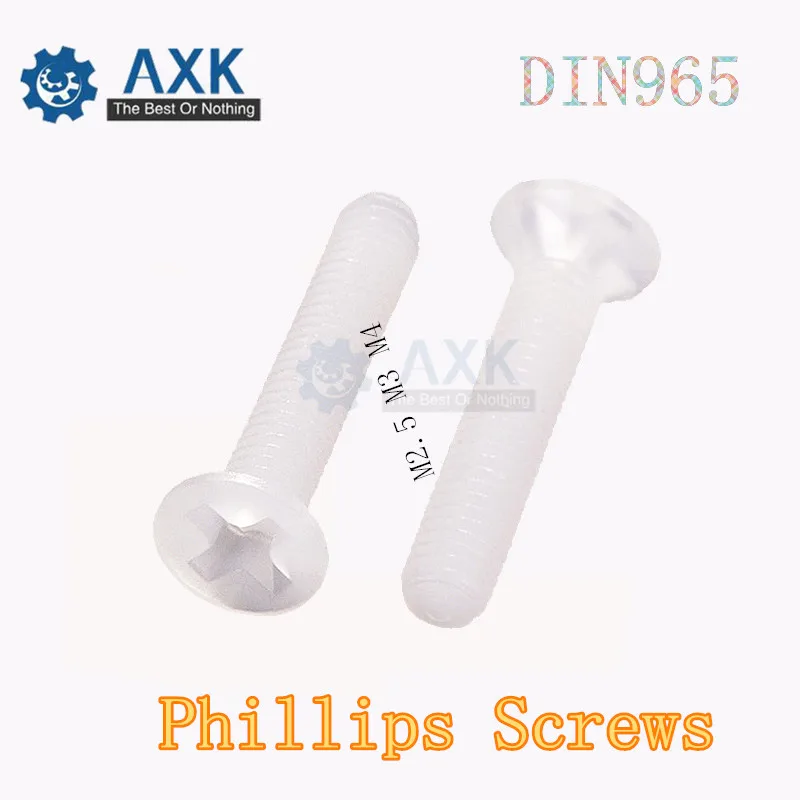 50 шт. DIN965 ISO7046 GB819 JISB1111F M2.5 M3 M4 винты с плоской головкой Phillips нейлоновый пластиковый