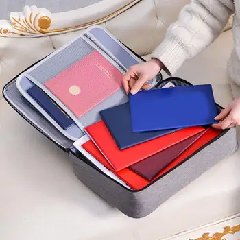 

New Family Document Storage Bag Bill Account Passport Double-layer Document Sorting Bag
