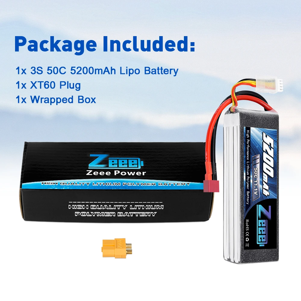 Zeee 3S 5200mAh 50C 11,1 V RC LiPo батарея с Deans Разъем XT60 для RC автомобиля квадрокоптера вертолета лодки RC самолета