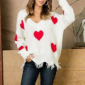 

Women Winter Knitted Sweater Female Autumn V Neck Sexy Casual Loose Solid Color Pullovers Knitwear OL Tops Jumper pull femme