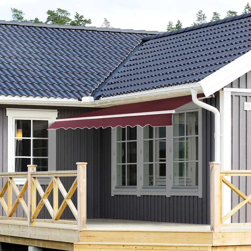 US $209.60 4x25m Outdoor Retractable Awning Waterproof Awning Gazebos Telescopic sheds Wine Red Color ship from us warehouse by ups