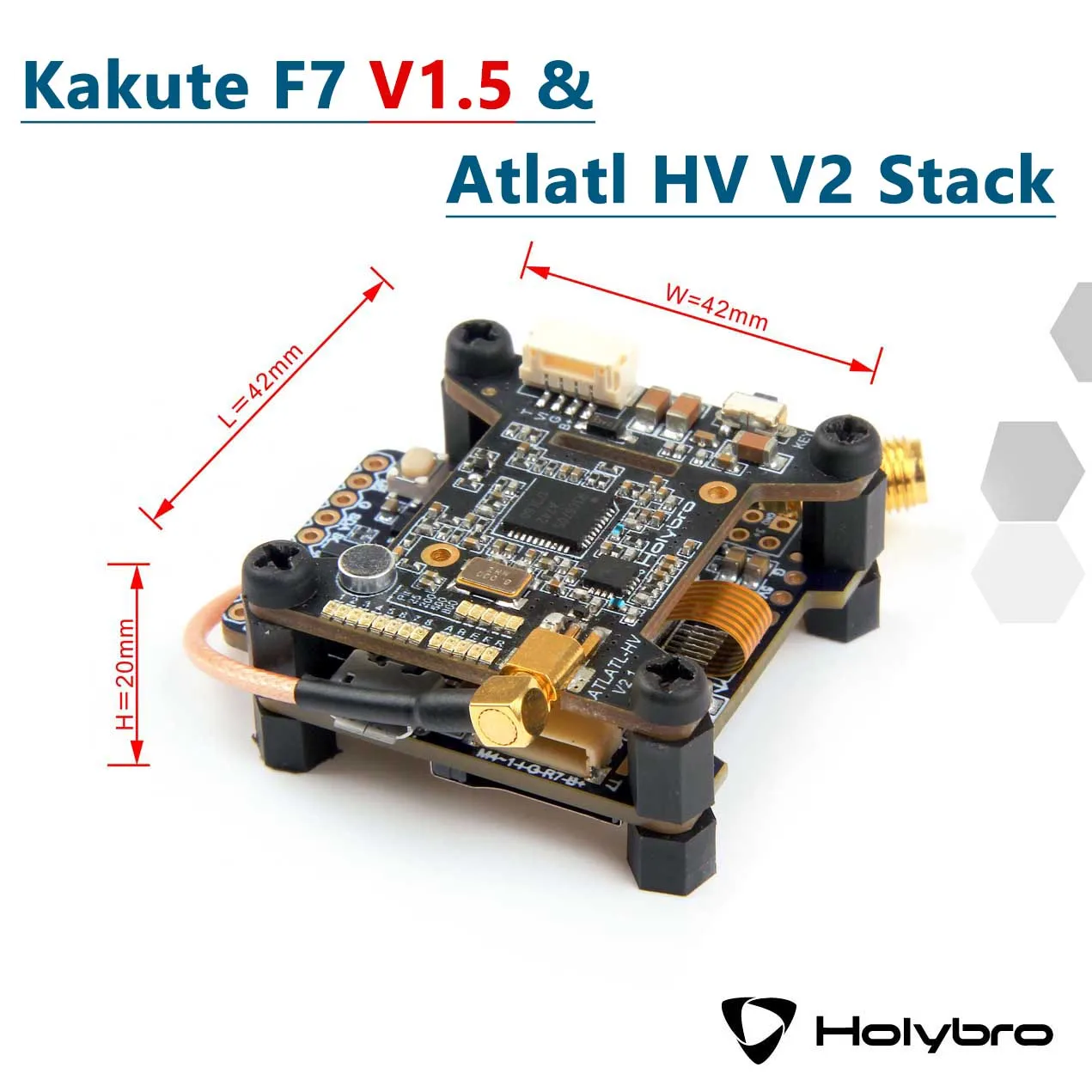 Holybro Kakute F7 Контроллер полета& Holybro Atlatl HV V2 5,8G Видео передатчик& Tekko32 F3 Металл 65A ESC комбо для FPV - Цвет: F7 V1.5 Atlatl HV V2