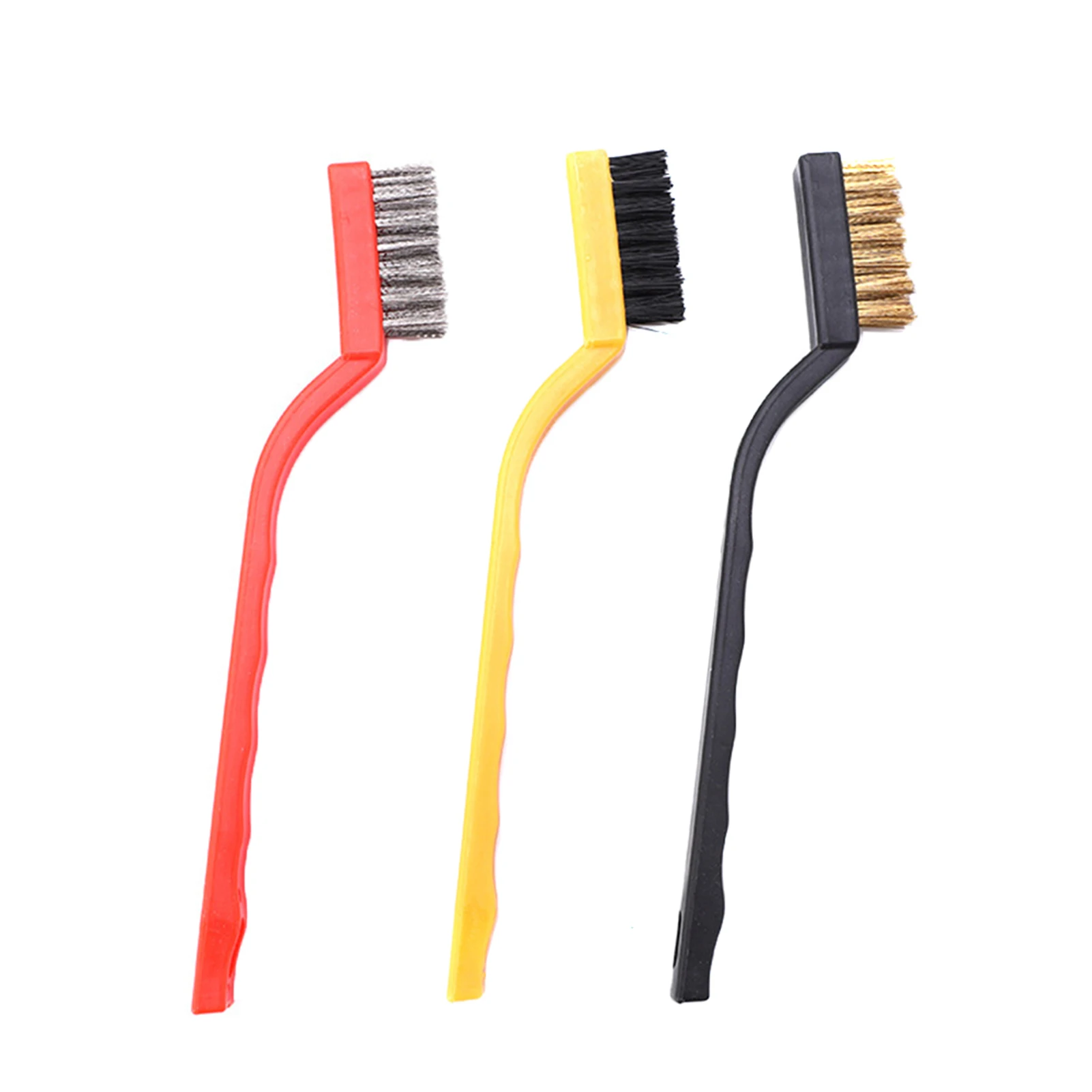 3 Pcs Comfortable Waved Plastic Grip Metal Wire Cleaning Brushes Set 