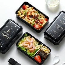 Boîte à déjeuner rectangulaire Portable, Double plastique, matériel de santé, boîte à Bento de 1200ml, vaisselle micro-ondes, récipient de stockage des aliments