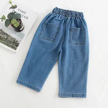 Chen Mom/Модная детская одежда; джинсы с оборками на талии; Новинка года; стильная весенняя одежда; женская одежда для маленьких детей