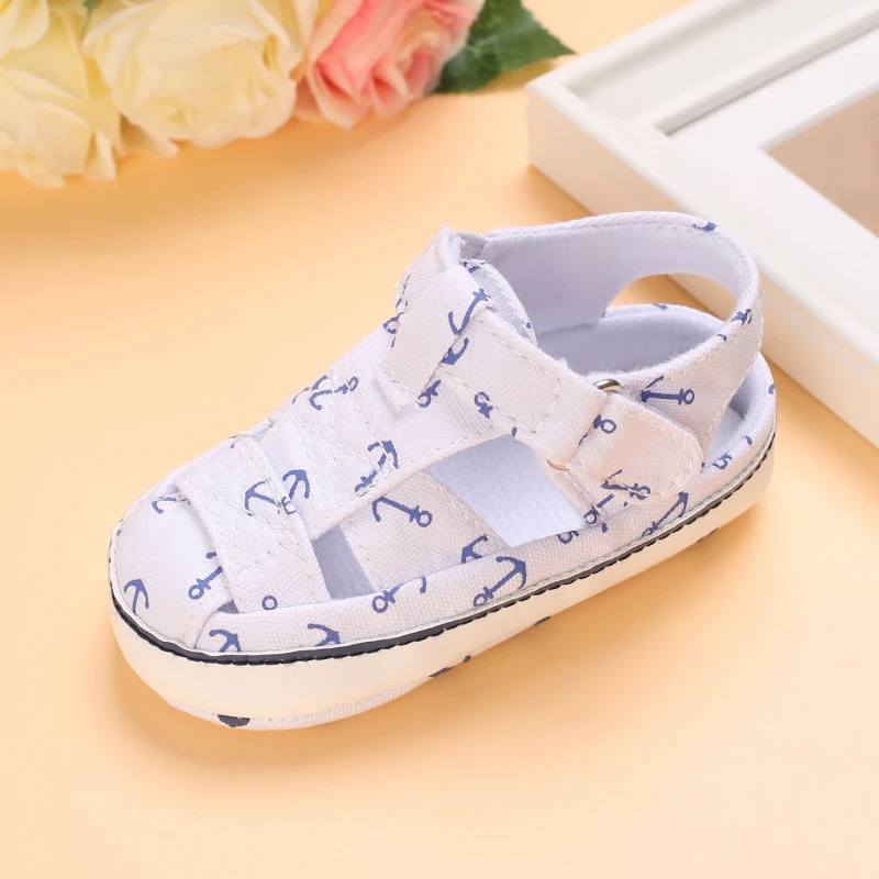 2021 NEW 0-18Months Kids Newborn Baby Boys Fashion Summer Soft Crib Shoes First Walker Anti Slip Sandals Shoes Soft Sole