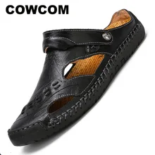 COWCOM/ г.; летние мужские повседневные кожаные сандалии; дышащая пляжная обувь; псориаз; размер 48; Мужская обувь; CLK