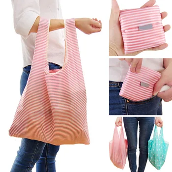 

New 2019 Foldable Convenient Cute Lady Foldable Recycle Bag Eco Reusable Shopping Bag Fruit Vegetable Grocery Large Capacity