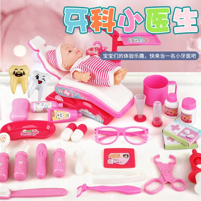 Doctor Toys For Children Pretend Play Toy Dentist Check Teeth Model Set Medical Kit Role Play Simulation Early Learning Toys 3