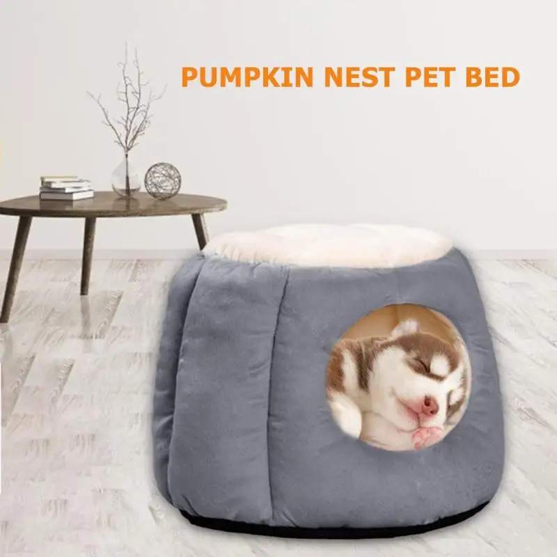 Foldable Dog Cat Sleeping Nest Soft Arctic Velvet PP Cotton Round Breathable Pet Beds Portable Warm Puppy Kennel House