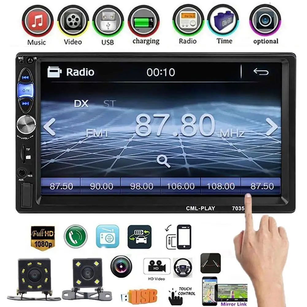 7-дюймовый автомобильный 2Din Bluetooth громкой связи гарнитура для авто радио FM USB 2 0