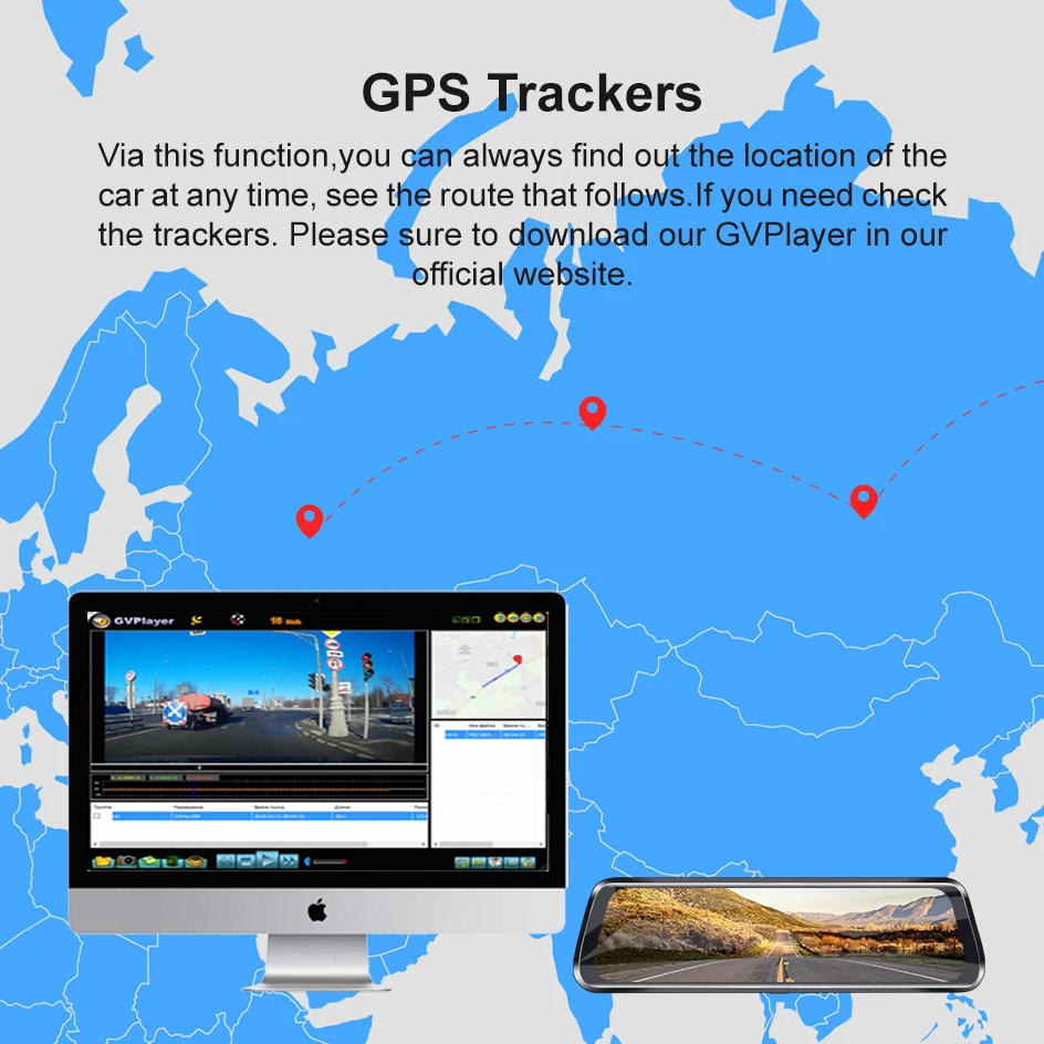 Зеркало заднего вида RUCCESS видеорегистратор Full HD 1080P с двойным объективом GPS