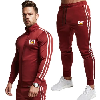 

2020 New Men Sets Autumn Sporting Suit Brand Patchwork Zipper Sweatshirt +Sweatpants Mens Clothing 2 Pieces Sets Slim Tracksuit