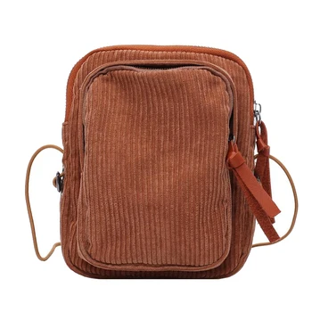 

Casual Girl Messenger Bag Corduroy Black Small Square Bag Shoulder Messenger Bag Ladies Canvas Handbag