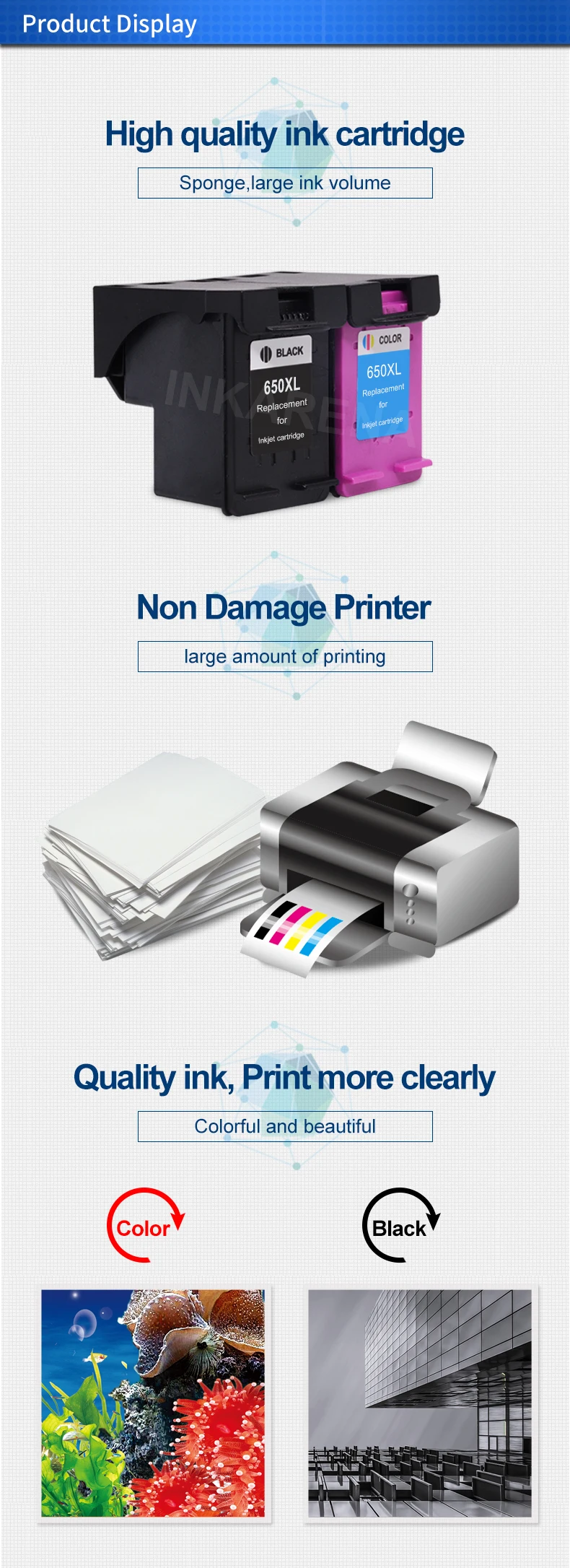 INKARENA for HP 650XL Compatible Ink 
