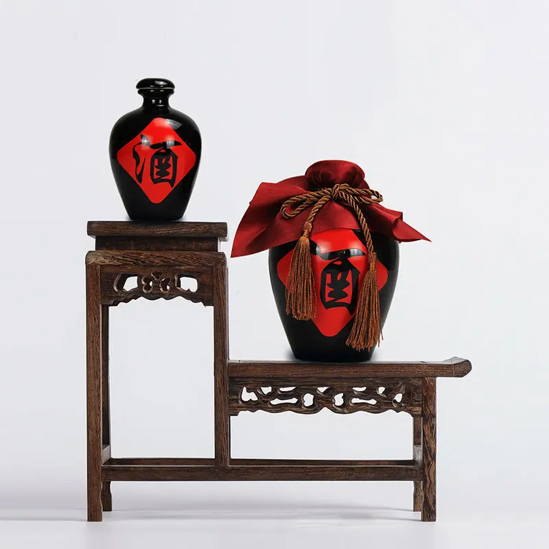 500ml Retro Wine Bottle Collection Collect Ceramics Chinese Style Empty Bottle Self-brewed Wine Preservation Dust-proof E11691