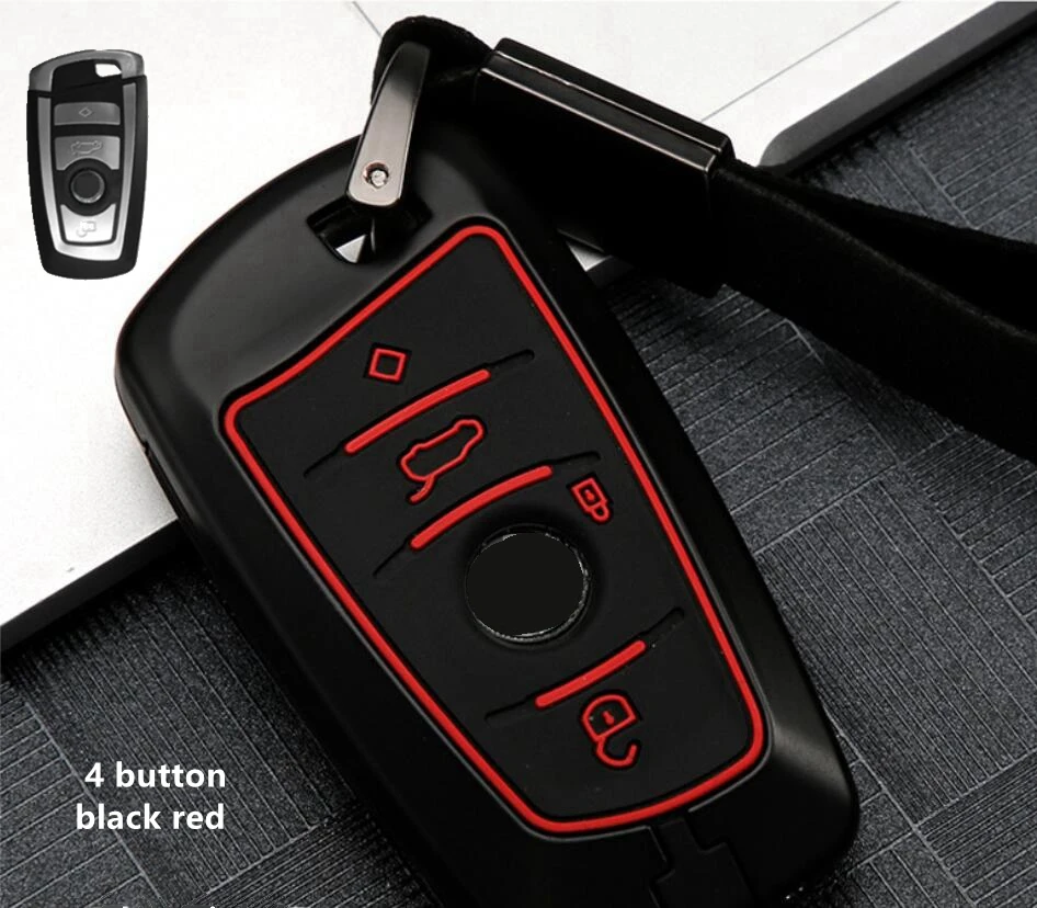 Автомобильный чехол для ключей из углеродного волокна для BMW M2 M3 M4 M5 M6 X3 1 3 4 5 6 серии X4 GT Fob смарт-ключ аксессуары - Название цвета: 4 button black red