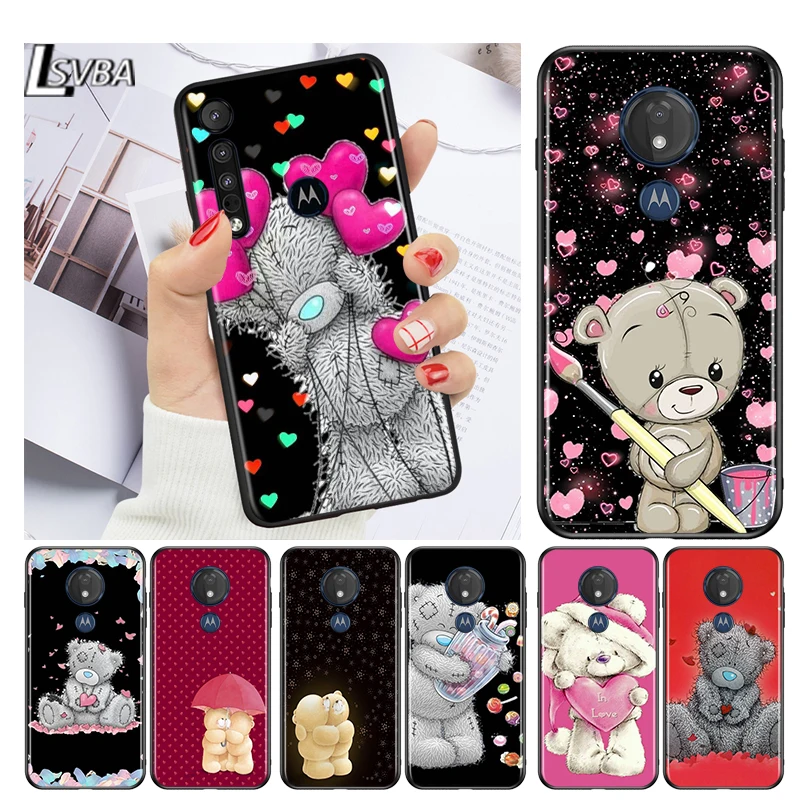 Cartoon teddy bear for Motorola G9 G8 G E7 E6 One Play Marco Hyper Fusion Stylus Power Edge Plus Black Phone Case | Мобильные