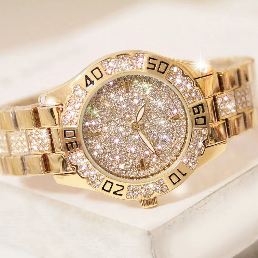 

Luxury Full of Crystals Watch Diamond-embedded Watch Stainless Steel Belt Quartz Watch Bracelet Watch