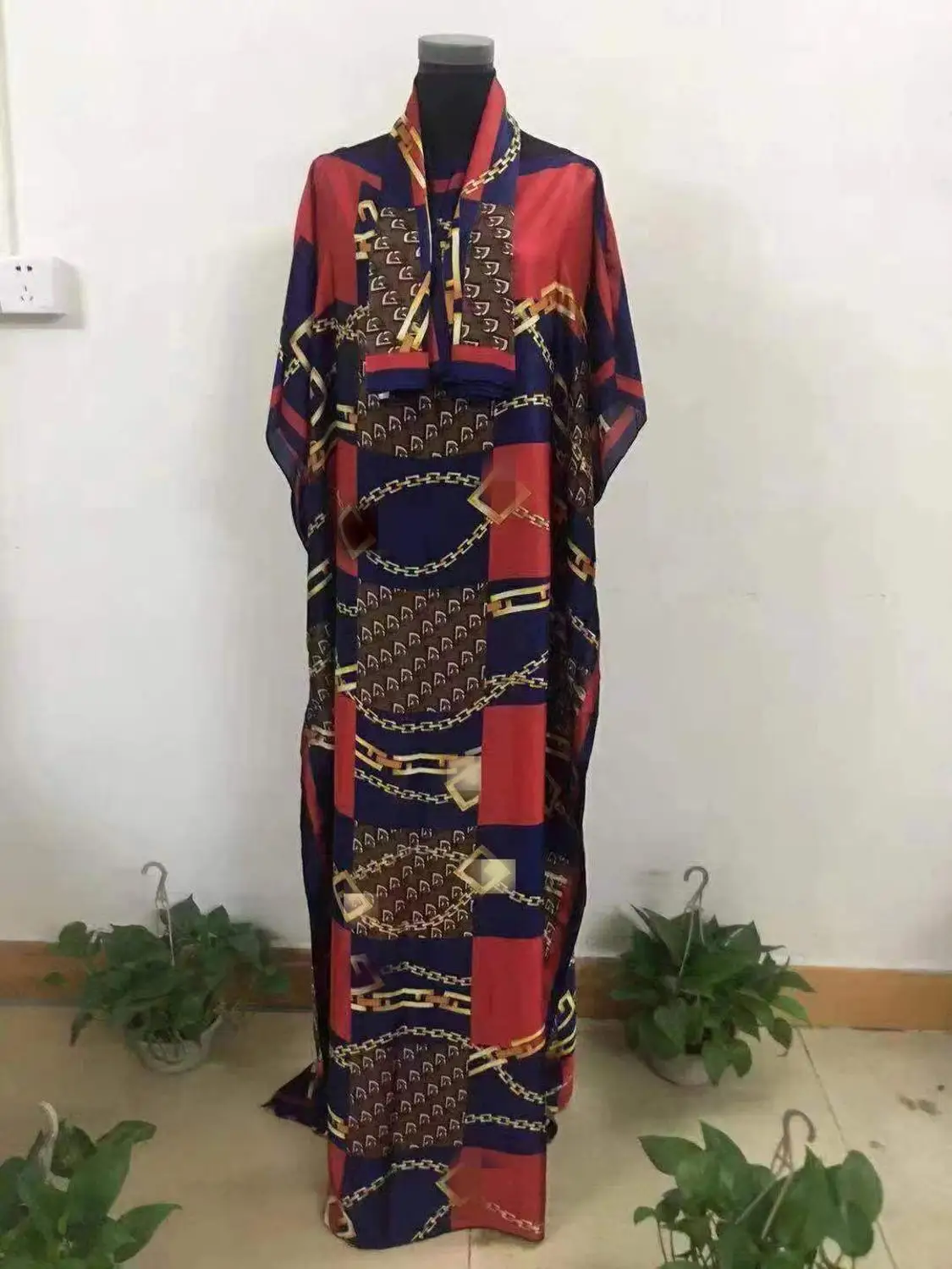 Длина платья 142 см, обхват груди: 160 см, новое модное платье, элегантное платье большого размера с шарфом, африканские платья с принтом для женщин/женщин - Цвет: AS PICTURES