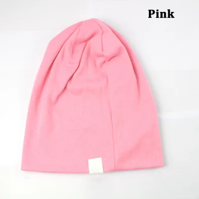 Pink Детская теплая шапка; Модная Детская уличная танцевальная шапка в стиле хип-хоп; детская вязаная однотонная зимняя хлопковая Повседневная Эластичная шапка - Цвет: Pink