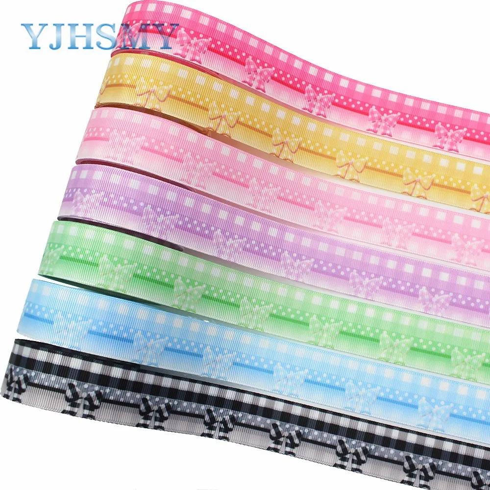 YJHSMY I-191227-2834 25mm 10yards Double sided Geometric lattice bow-knot Ribbons bow cap Clothing Party DIY Decorations | Дом и сад