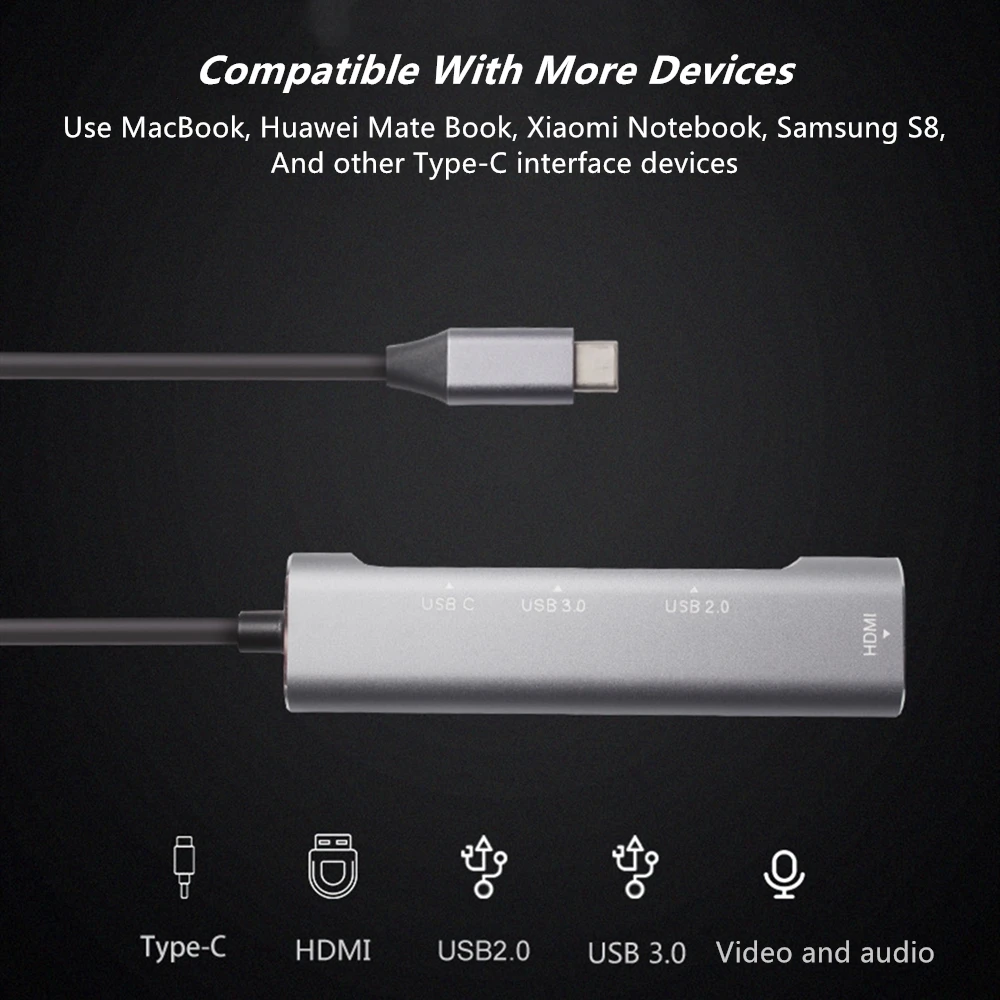 ОВБР USB 3,1 Тип-C 4-в-1 с двумя ЧИПАМИ 4K HDMI USB 3,0 зарядка PD Тип-конвертер для MacBook/nintendo переключатель